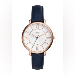 Fossil Women's Watch with Navy Strap and Rose Gold